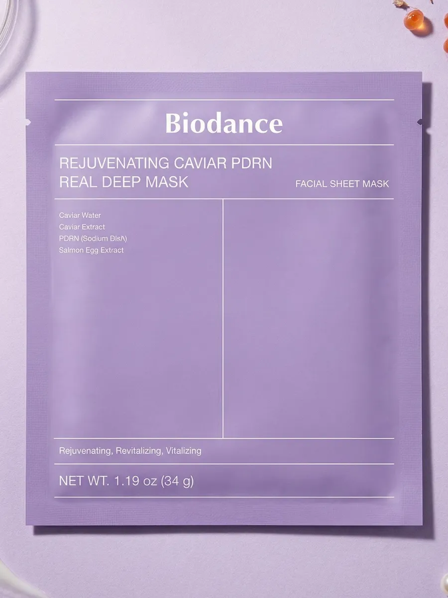 НАБОР ГИДРОГЕЛЕВЫХ МАСОК REJUVENATING CAVIAR PDRN REAL DEEP MASK 34G*4EA (BIODANCE)