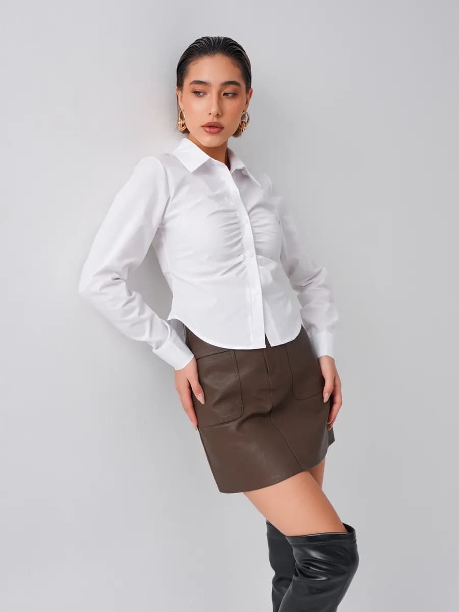 Рубашка приталенная офисная, школьная